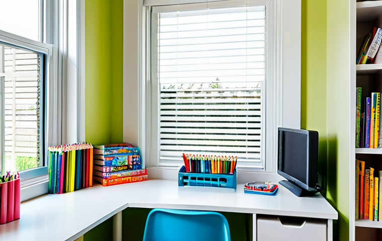 **Image:** A cozy and organized child's study corner with a desk by the window, filled with books, colorful pencils, and educational games. **Prompt:** "Bright and inviting child's study corner, desk by window, books, pencils, educational games, fully clothed, safe for work, appropriate content, family-friendly, perfect anatomy, natural proportions, professional photography, high quality, modest."