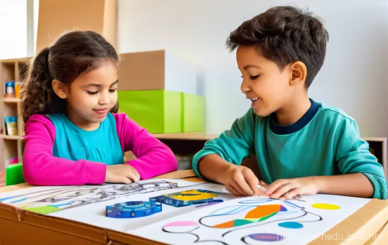 아이의 문제 해결 능력 키우기 - A focused 6-year-old child, dressed in comfortable, vibrant casual clothes, is intently building a c...