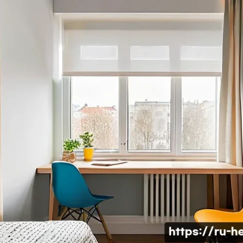 Home 33 아이의 집중력 높이는 환경 조성 - A cozy, well-organized child’s study corner by a window in a modern Russian apartment, featuring a w...